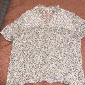 Women’s Short Sleeve Blouse with Crochet Top
